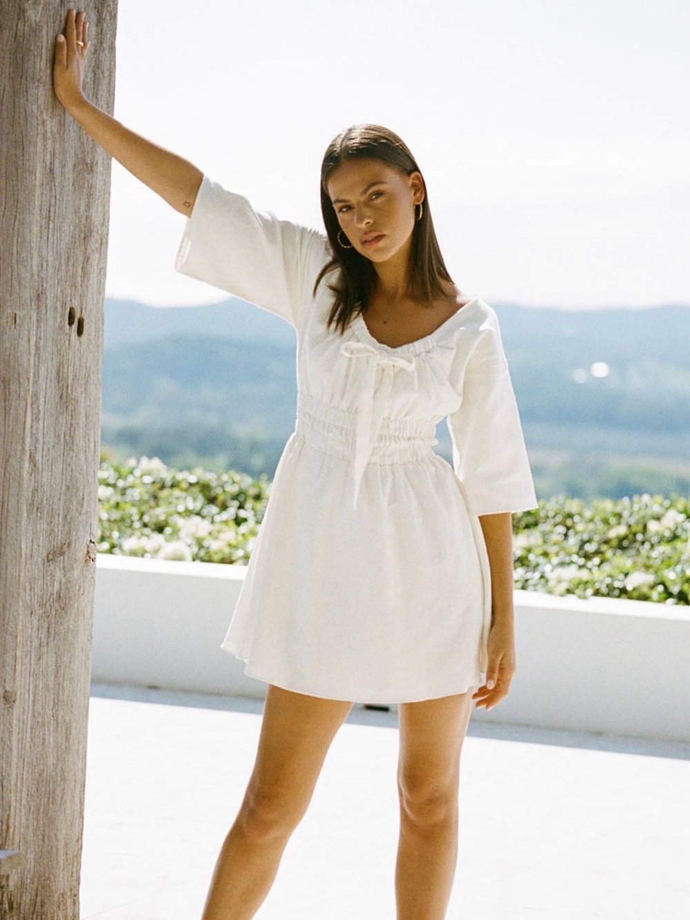 Sabo Skirt White 100% Cotton Dress, XS